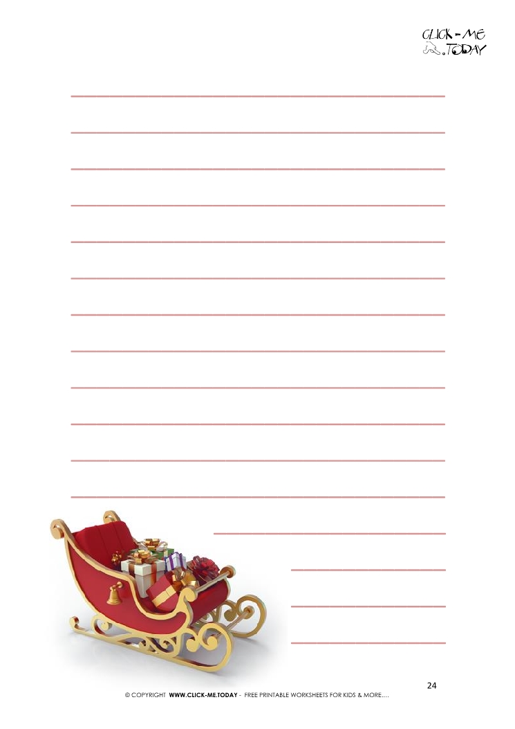 Free printable letter to Santa template sleigh with lines 24